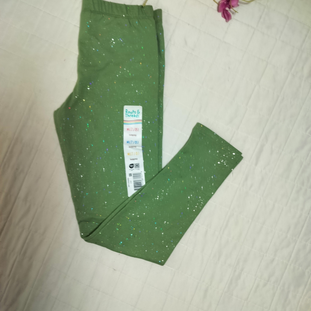 Boots & Barkley Sparkly Green Kids Leggings